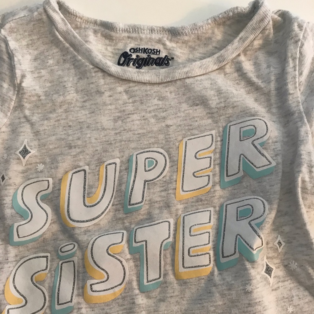 OSHKOSH ORIGINALS 24 MONTHS  100% COTTON GRAY LONG SLEEVED NOVELTY TEE SHIRT.